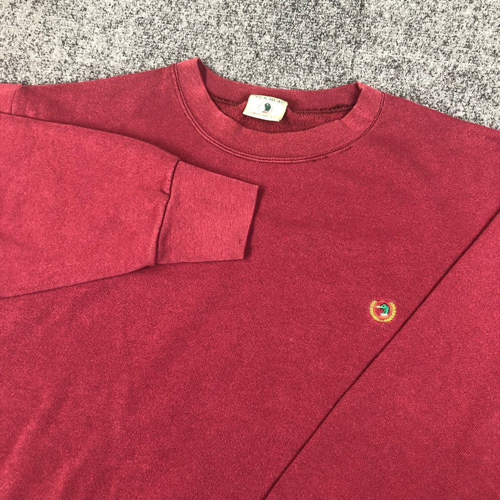 Vintage 90s Duck Head Original Sweatshirt Maroon Embroidered Logo XL